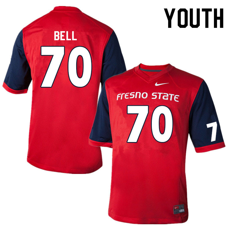Youth #70 Matai Bell Fresno State Bulldogs College Football Jerseys Sale-Red
